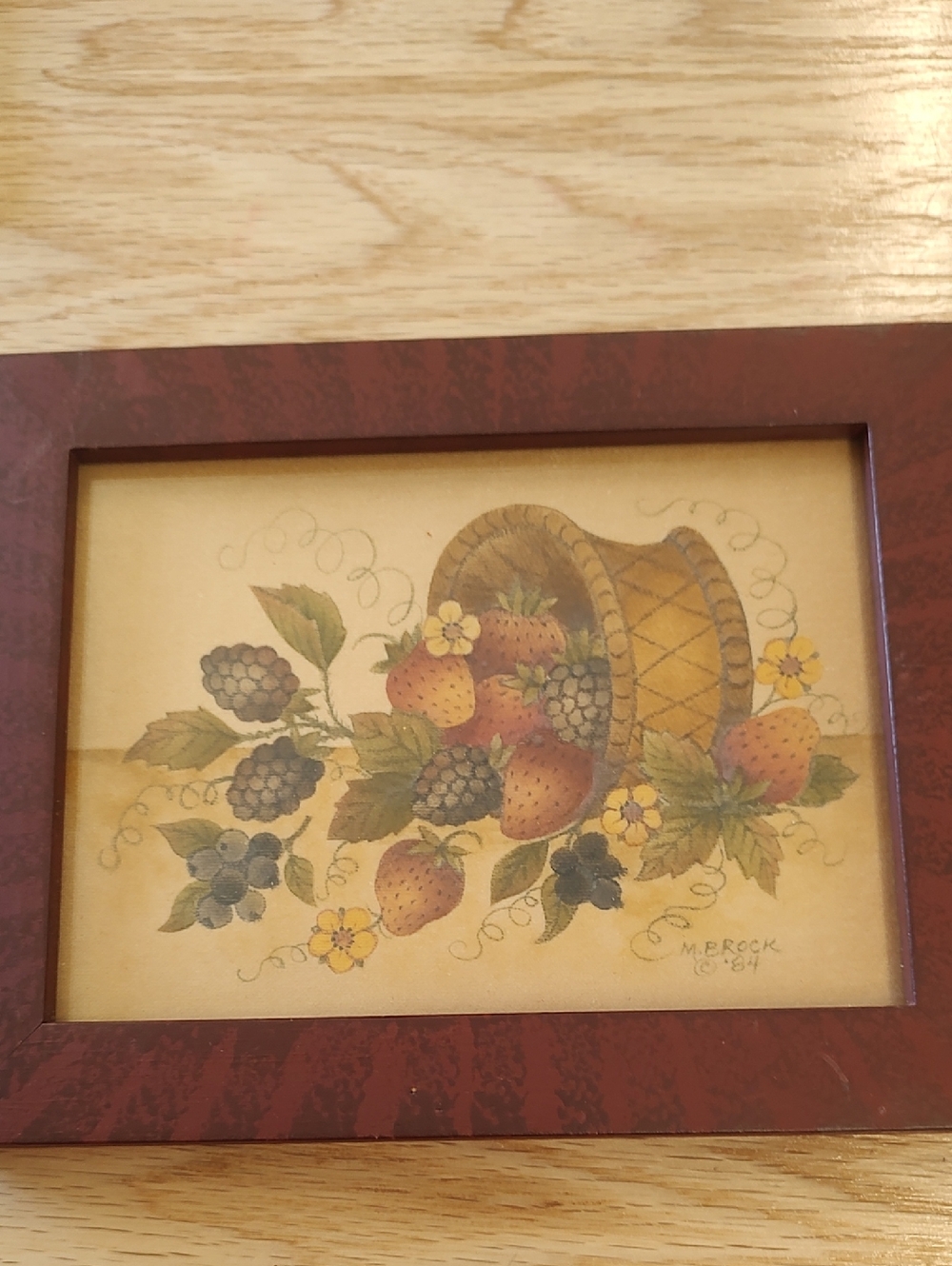 Theorem Painting Fruit Basket On Velvet. Strawberries & Blackberries. - Picture 5 of 5